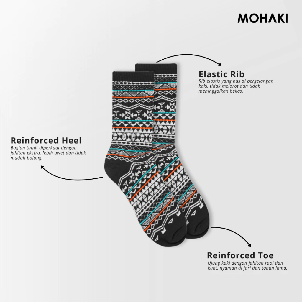 Adult Tribal Obsidian Series Calf Length Socks - Ảnh 4