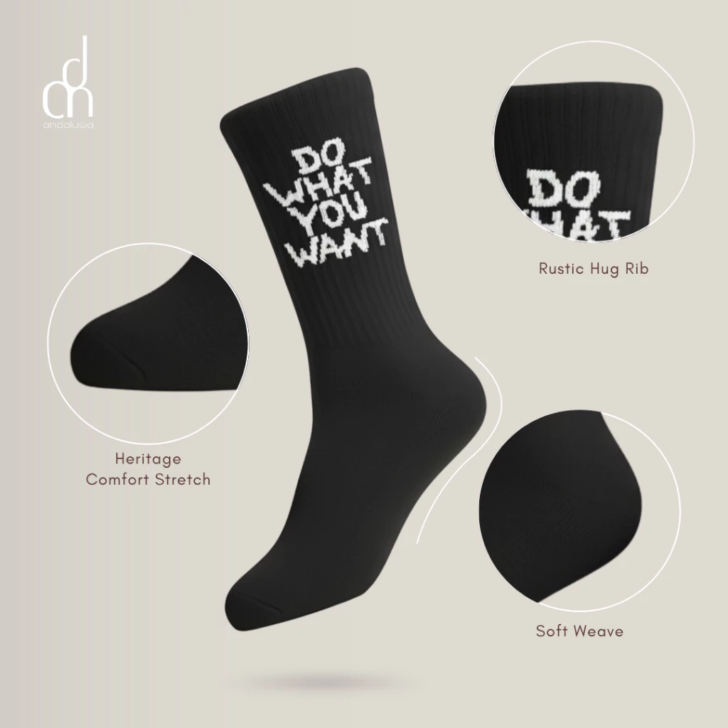 Unisex Crew Socks with Word DWYW Series Motif - Ảnh 4
