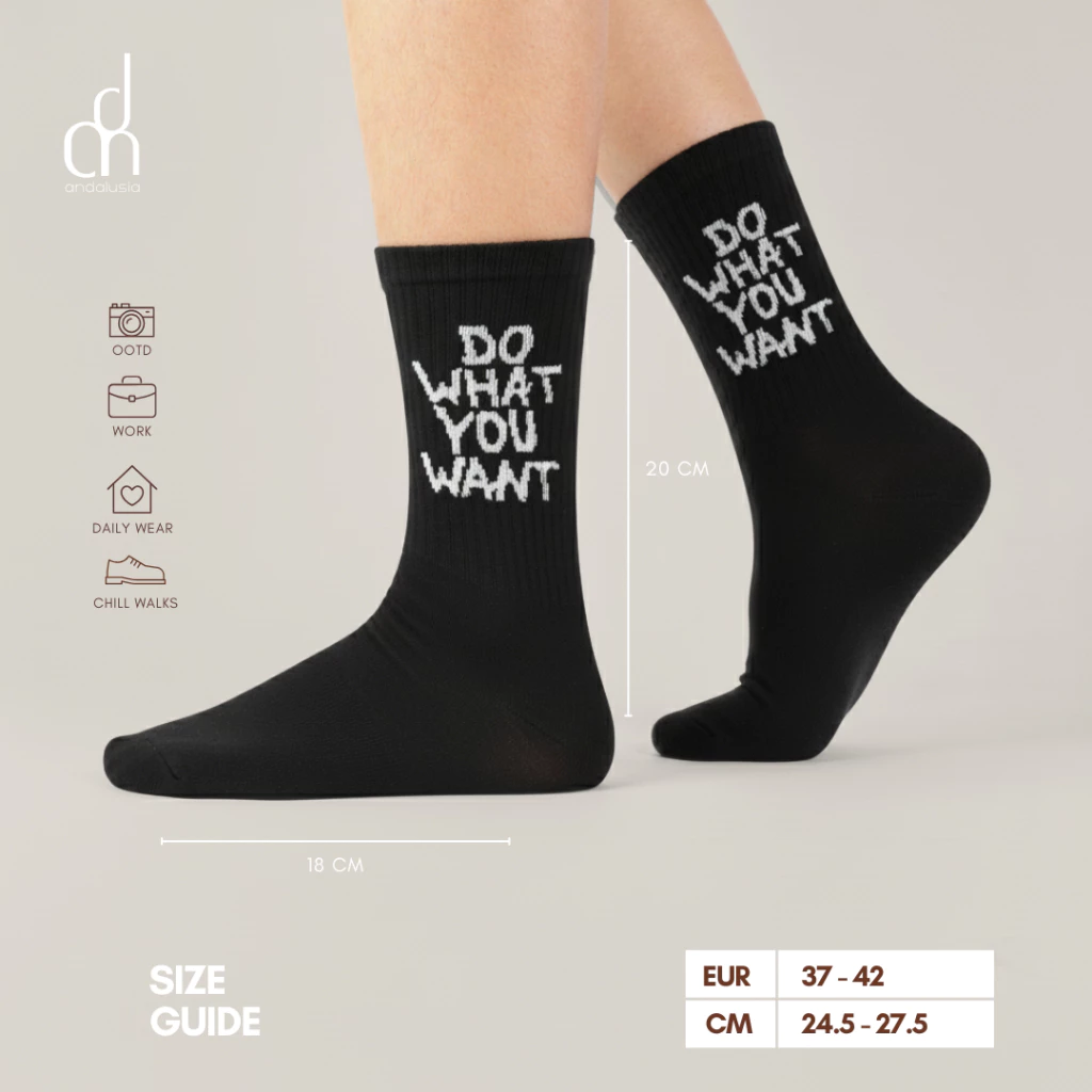 Unisex Crew Socks with Word DWYW Series Motif - Ảnh 3